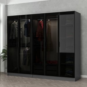 Cavolo garderobeskap 225x52x210 cm - Antrasitt/sort Cavolo garderobeskap 225x52x210 cm - Antrasitt/sort