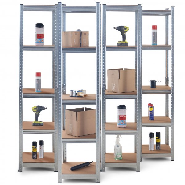 Fire oppbevaringshyller i galvanisert stl - 40x40x180 cm