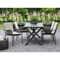 Spisegruppe Scottsdale: bord 150 cm inkludert 4 stk. stablebare grå Lincoln-stoler Spisegruppe Scottsdale: bord 150 cm inkludert 4 stk. stablebare grå Lincoln-stoler