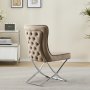 Stol med kromben - beige fl�yel - Luksus