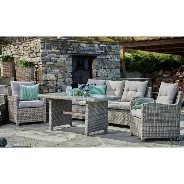 Moreno Loungegruppe med bord 3+1+1 - Lysegrå Moreno Loungegruppe med bord 3+1+1 - Lysegrå