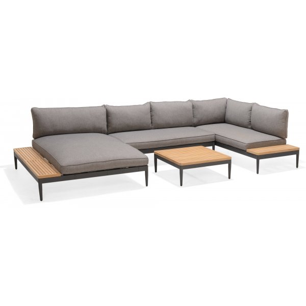 Livsstil Hage Topaz salonggruppe med divan - Grå/teak Livsstil Hage Topaz salonggruppe med divan - Grå/teak