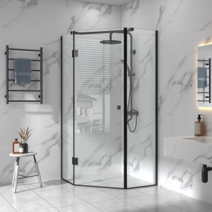 Femkantet dusjhjørne 90x90x210cm | 6mm sikkerhetsglass | Carro - Svart Femkantet dusjhjørne 90x90x210cm | 6mm sikkerhetsglass | Carro - Svart