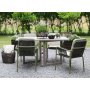 Spisegruppe Salt gr teak: Klaffbord inkl. 4 stk. grnne Lincoln-karmstoler