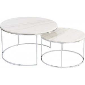 Lormont marmorbord �80/60 cm - Lys marmor/krom
