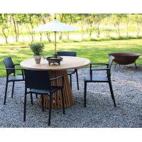 Spisegruppe Saltö teak: Teakbord, rundt, 120 cm, inkl. 4 stk. Alafors karmstoler Spisegruppe Saltö teak: Teakbord, rundt, 120 cm, inkl. 4 stk. Alafors karmstoler