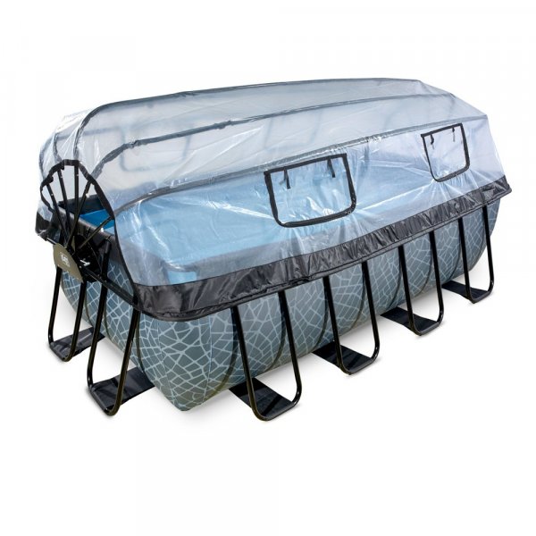 Basseng 400x200x122cm med tak og sandfilterpumpe - Gr