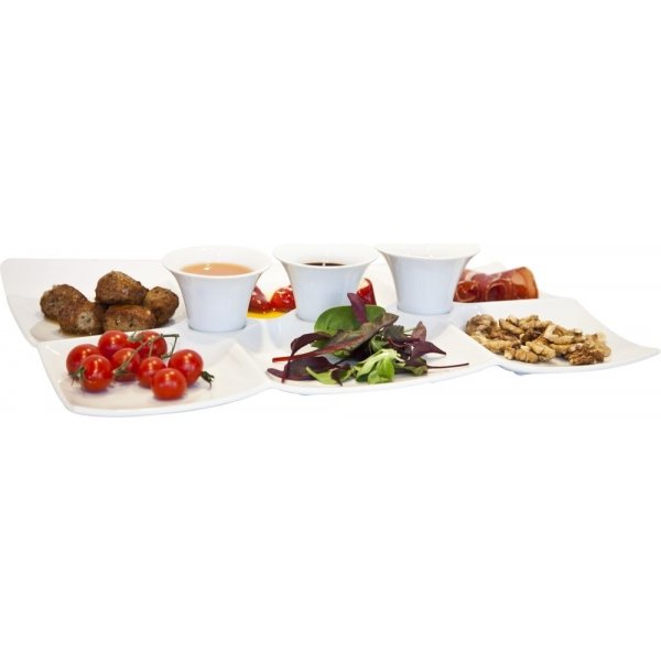 Tapasfat til daglig bruk med tre skåler - Hvit Tapasfat til daglig bruk med tre skåler - Hvit