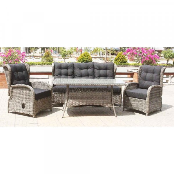 Orleans utembelgruppe hy rygg med recliner (3+1+1) - Gr kunstrotting - Lenestoler