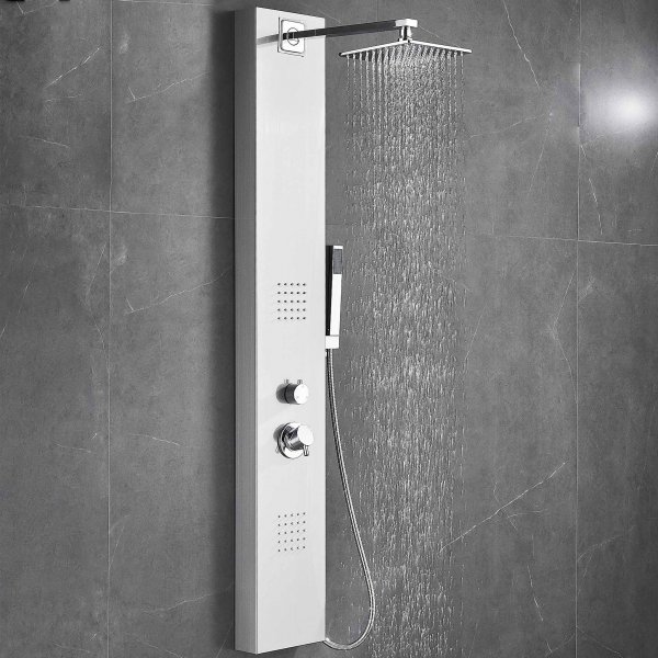 Flora dusjpanel - brstet rustfritt stl