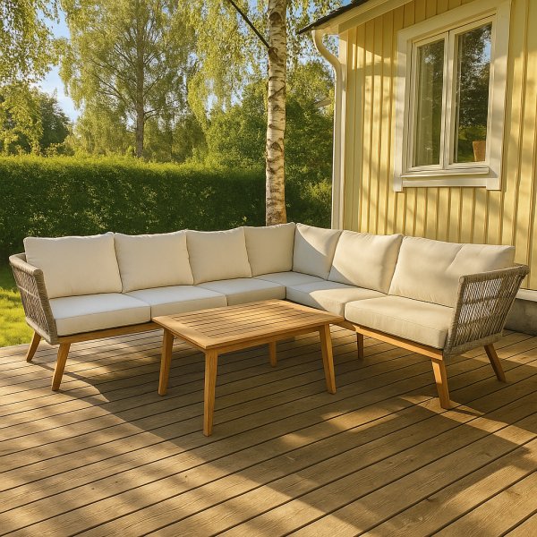 Inez utendrs gruppe - Gr kunstrotting & Acacia | Hjrnesofa