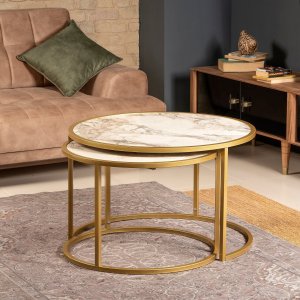 Tambur settbord 66x43 | 80x50 cm - Gull/hvit marmor Tambur settbord 66x43 | 80x50 cm - Gull/hvit marmor
