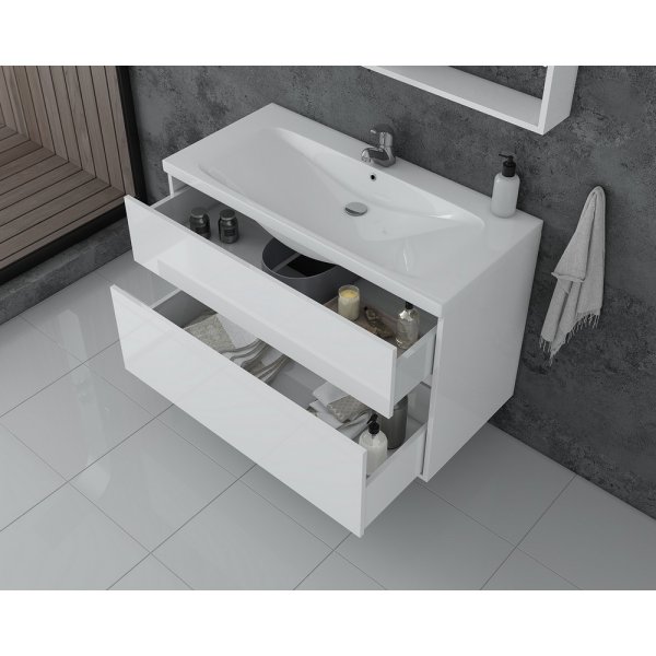 Møbelpakke Instinct 100 - Hvitt med speilskap Møbelpakke Instinct 100 - Hvitt med speilskap