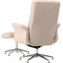 Lenestol med fotskammel Hag�n - beige teddy hvitvasket