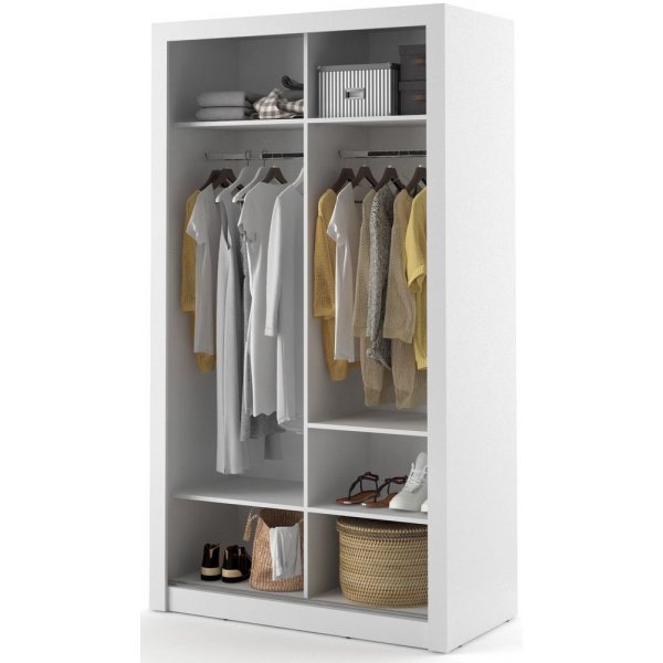 Garderobe med skyved�rer hvit 120x215 cm - Mervyn