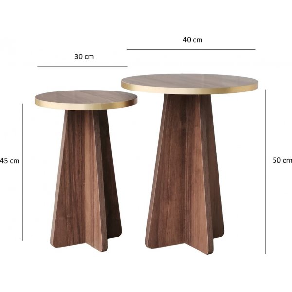 Sjampinjong sidebordsett �30/40 cm - Gull/valn�tt
