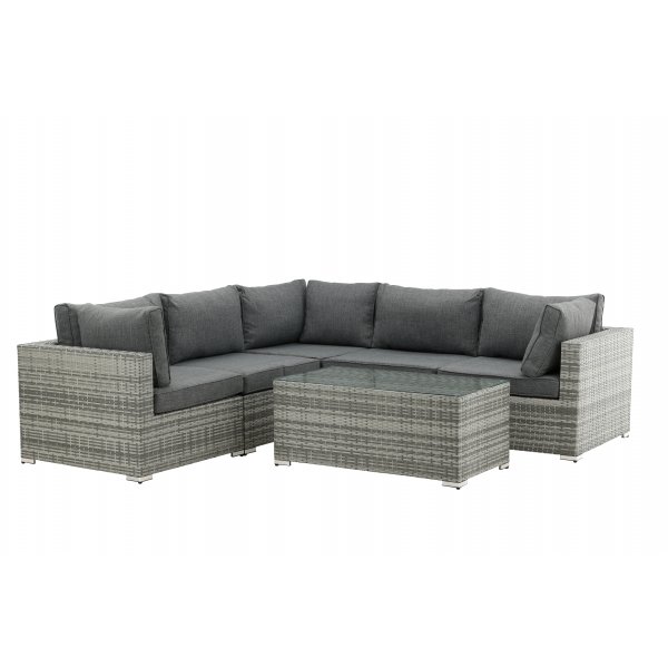 Loungegruppe gr� hj�rnesofa i kunstrotting - Amazon
