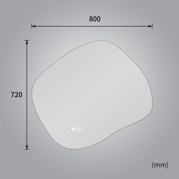 LED-speil 80x72 cm med antidugg og justerbar belysning