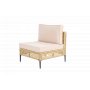 Stor utend�rs hj�rnesofa med bord | Loungesett i kunstrotting | Kremfarget