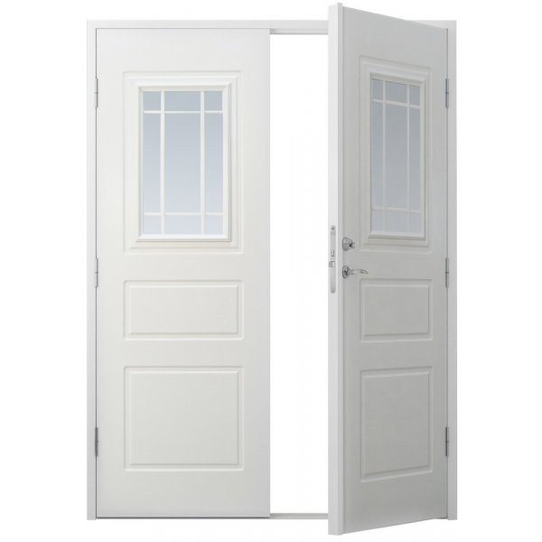 Dobbel ytterdr Sofia med klarglass + Hndtakspakke