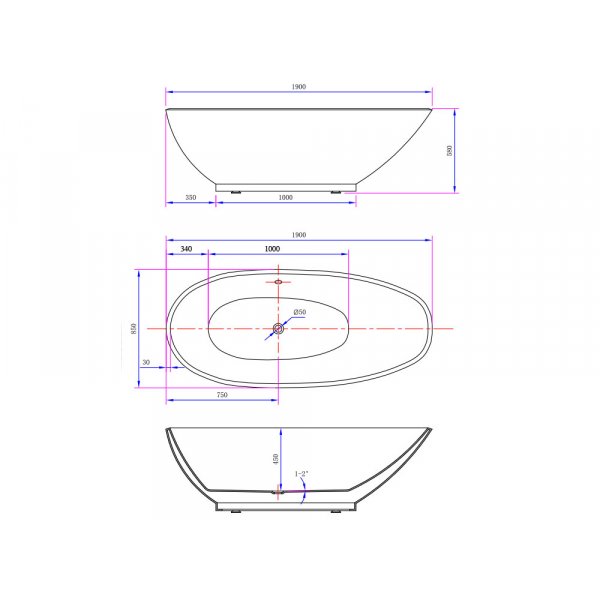 Afrodite badekar - 190 cm Afrodite badekar - 190 cm