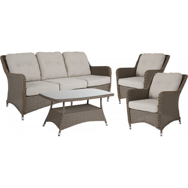 Svanö - Loungesett i 4 deler | Naturlig farget kunstrotting Svanö - Loungesett i 4 deler | Naturlig farget kunstrotting