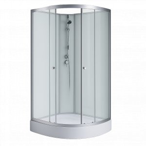 Dusjkabinett 90�90x210 cm | Hvitt glass og massasjedyser | Vel�r
