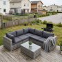 Loungegruppe gr� hj�rnesofa i kunstrotting - Amazon + Flekkfjerner for m�bler