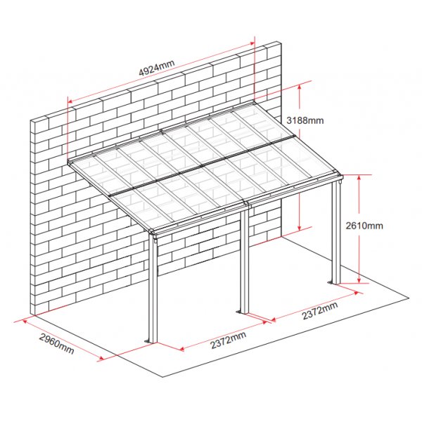 Terrassetak Jim - Gr� - 300 x 495 cm