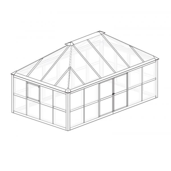 Drivhus Jupiter med herdet glass - 12,8 m + Drivhusrengjring